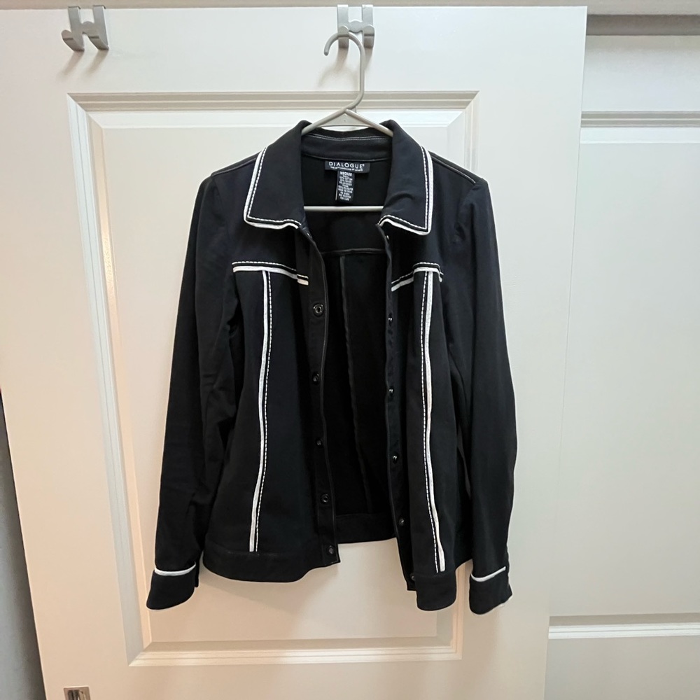 Medium jacket black white trim lightweight
